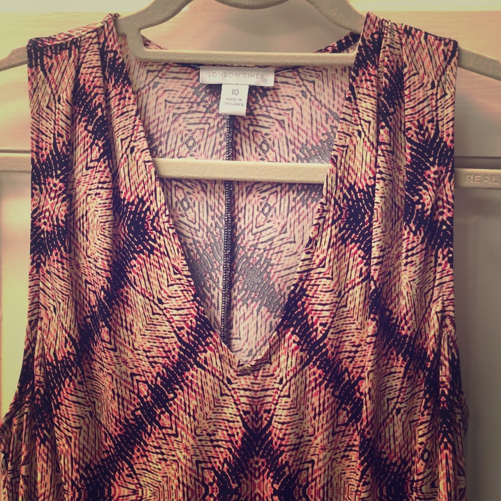 Multi color long dress with hem at waist